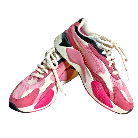 PUMA Puzzle RS-X3‎ 'Rapture Rose' WOMENS 7 PRE-OWNED Running Shoes/Sneakers - Picture 1 of 14